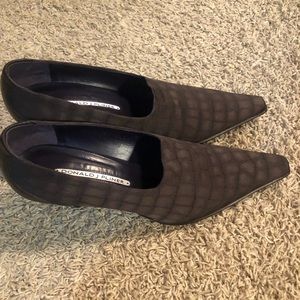 Donald Pliner croco embossed microfiber pumps
